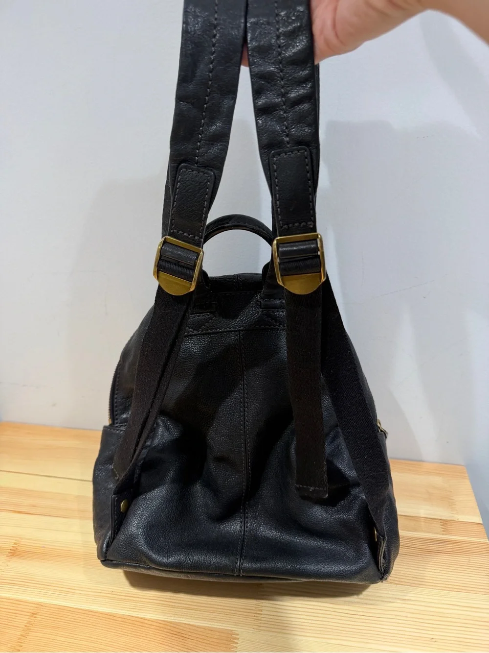 Frye Black Pebbled Leather Mini Backpack